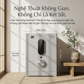 Két Sắt Vân Tay Sinh Trắc Học Cao Cấp - Thiết Kế Wabi-Sabi Sang Trọng, Mở Khóa Siêu Tốc 0.1s, Lót Da PU Chống Trầy
