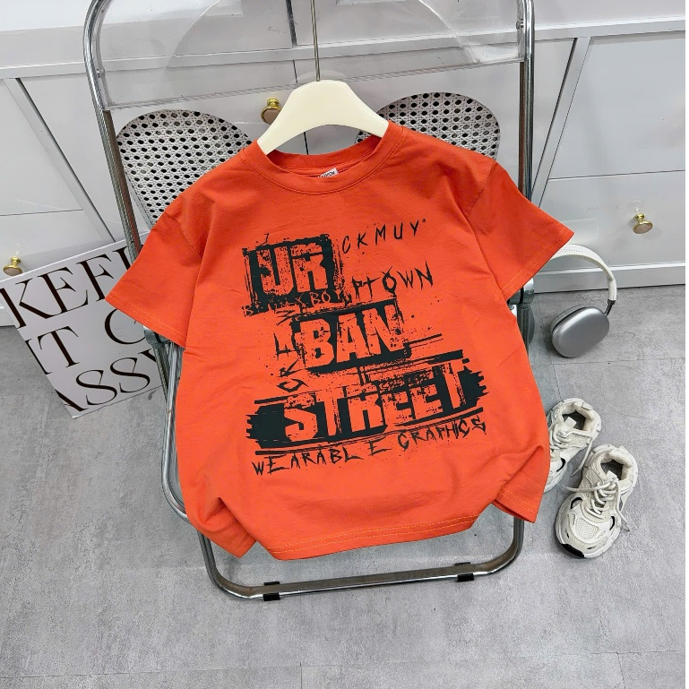 Áo Phông cho bé trai, Họa tiết Chữ Cá tính (STREET) Chất Cotton Mềm Mịn Mát, thấm hút tốt, 3 màu, size từ 17-60kg