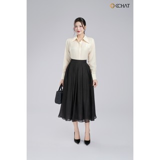 Chân Váy 𝐂𝐂𝐇𝐀𝐓 Dáng Xòe Flora 2 Túi Sườn Chất Liệu Tơ Mềm Mại 16CDV2018XT