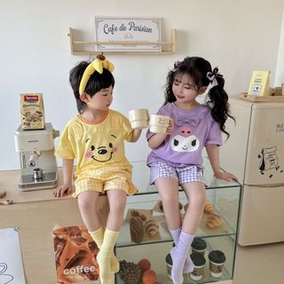 Bộ đồ ngắn tay bé trai bé gái 3-8 tuổi hàng QC chất liệu Lycra hoạt hình dễ thương hàng D1273