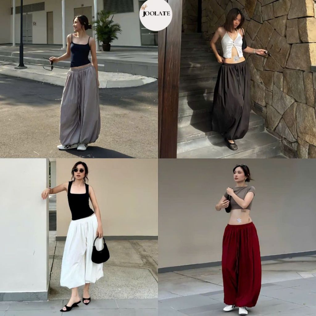 Quần Balloon Pants Cạp Chun Ống Boom Bo Gấu Chất Gió Mùa HèThiết Kế Hiện Đại Tôn Dáng Mặc Đi Biển Du Lịch Joolate