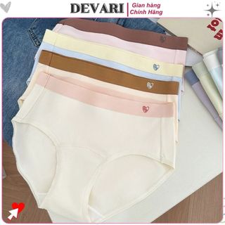 Quần lót nữ cotton cao cấp cạp vừa tôn dáng viền màu in trái tim xinh xắn kiểu dáng basic DEVRI L183