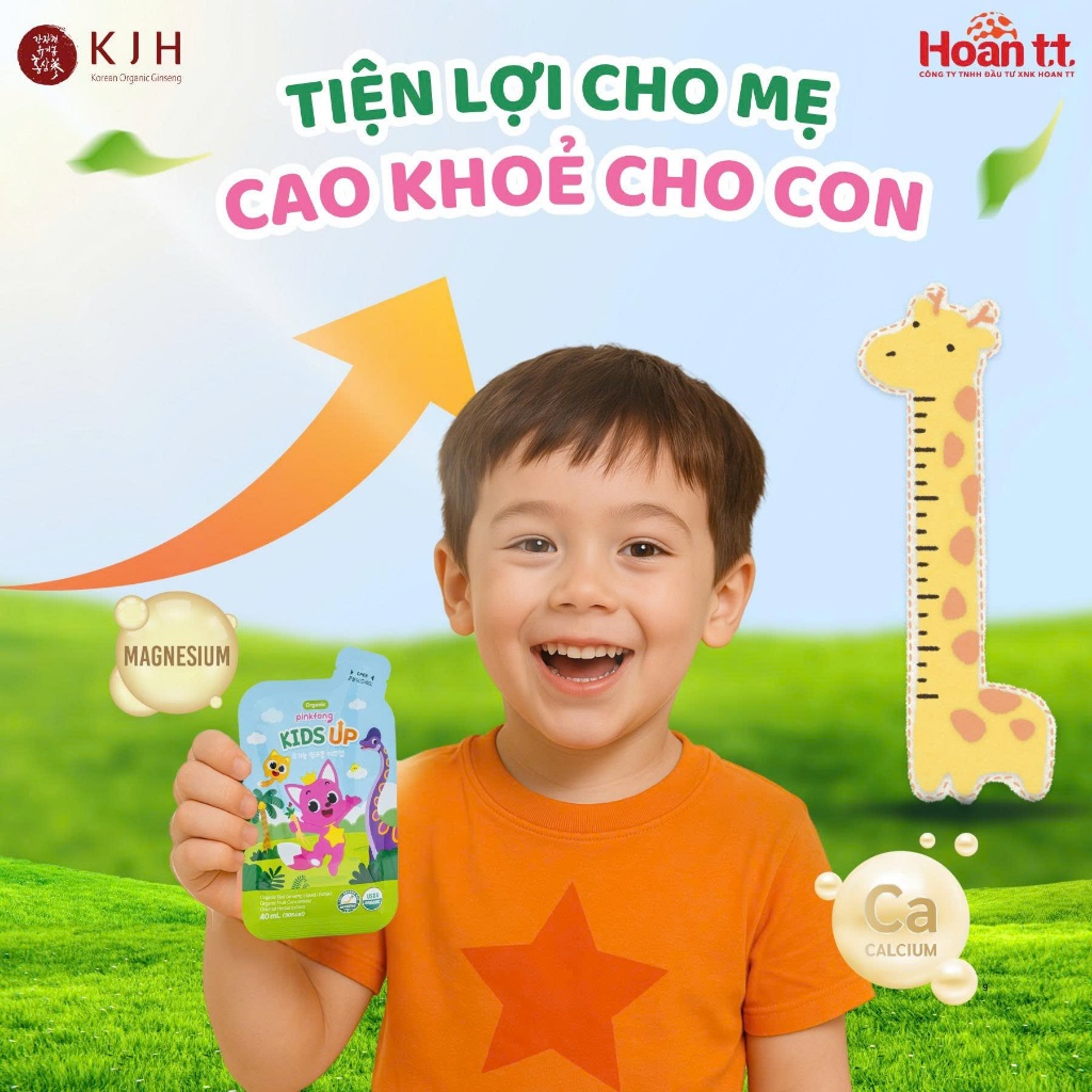Sâm Organic Pinkfong Kid Up 40ml – Tăng Chiều Cao, Tăng Đề Kháng, Giúp Bé Ăn Ngon Ngủ Ngon