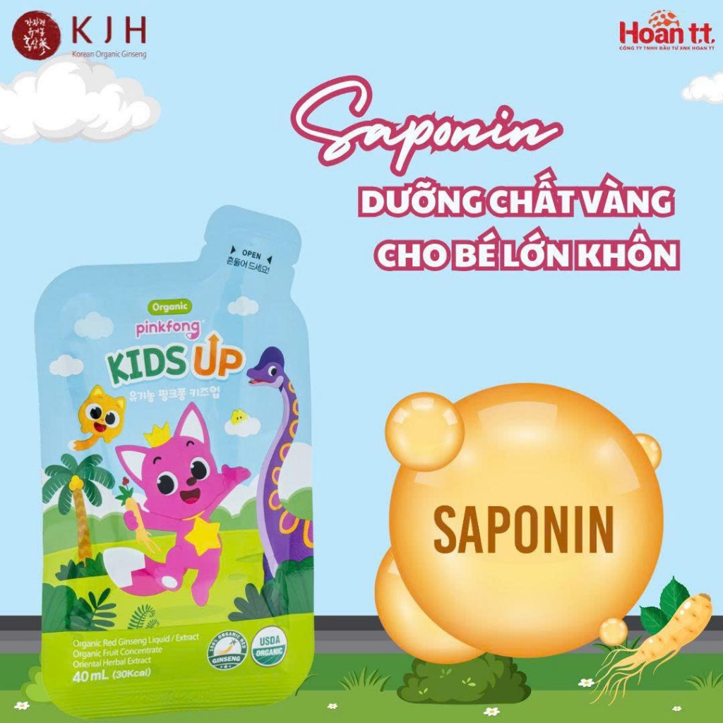 Sâm Organic Pinkfong Kid Up 40ml – Tăng Chiều Cao, Tăng Đề Kháng, Giúp Bé Ăn Ngon Ngủ Ngon