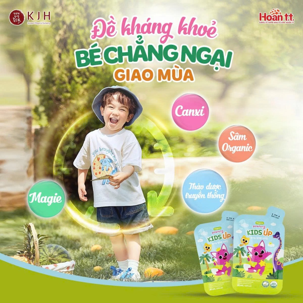 Sâm Organic Pinkfong Kid Up 40ml – Tăng Chiều Cao, Tăng Đề Kháng, Giúp Bé Ăn Ngon Ngủ Ngon