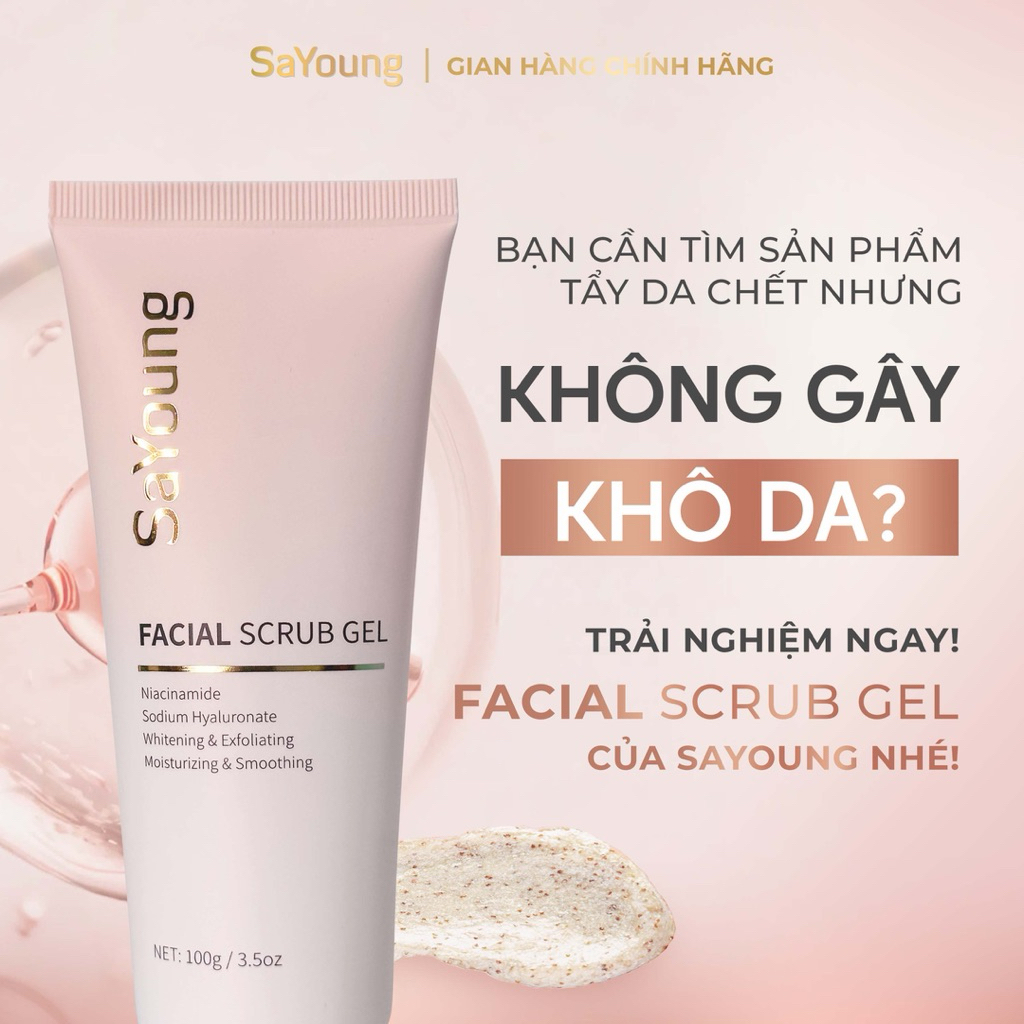Gel Tẩy Tế Bào Chết Dưỡng Ấm Mịn Hỗ Trợ Làm Sáng Da Facial Scrub Gel với Niacinamide và Sodium Hyaluronate