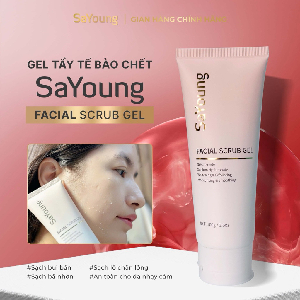Gel Tẩy Tế Bào Chết Dưỡng Ấm Mịn Hỗ Trợ Làm Sáng Da Facial Scrub Gel với Niacinamide và Sodium Hyaluronate