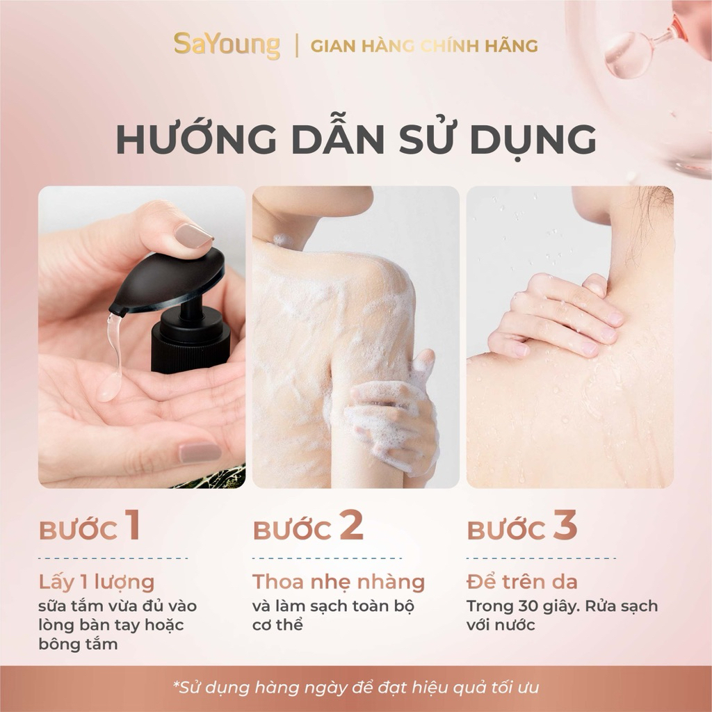 Sữa Tắm Dưỡng Da Ẩm Mịn SaYoung 500ml Niacinamide & Vitamin C Hỗ Trợ Cải Thiện Sắc Tố Da
