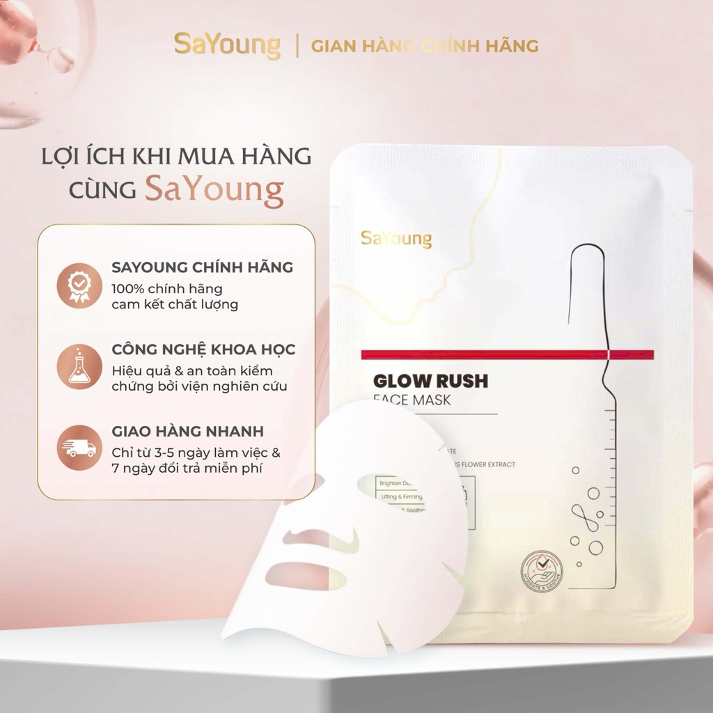 MẶT NẠ HỖ TRỢ SÁNG DA "GLOW RUSH FACE MASK” Hộp 5 Miếng Dung Tích: 28ml/1 Miếng