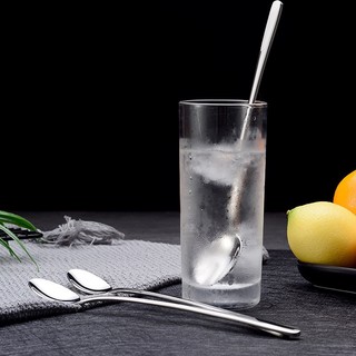 ( Đá r ) Muỗng pha trà uống cà phê cán dài inox sáng bóng 2 kích thước 19,5 cm và 23,5 cm  loại tốt