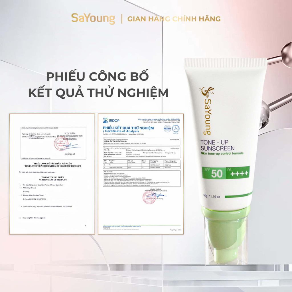 Kem Chống Nắng SPF 50/PA ++ ++ TONE-UP SUNSCREEN SaYoung