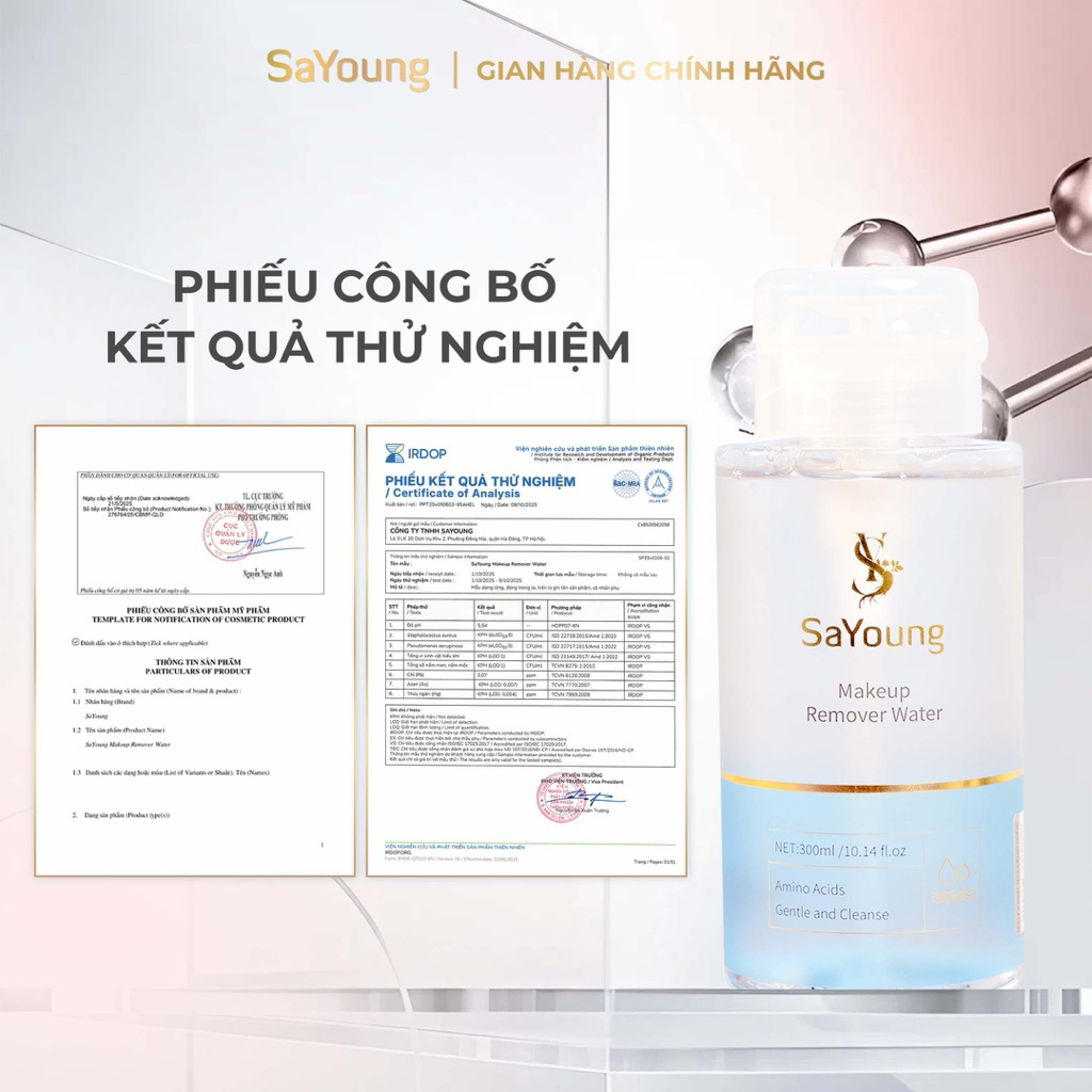 Nước Tẩy Trang 300ml Hỗ Trợ Làm Sạch & Dưỡng Ẩm SaYoung Makeup Remover