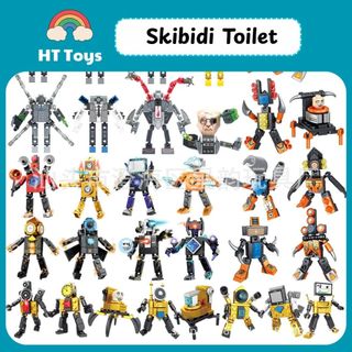 Bộ đồ chơi xếp hình 8in1 Skibidi Toilet ,Đầu Loa Siren Head lắp ráp HT Toys