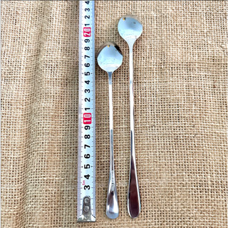 ( Đá r ) Muỗng pha trà uống cà phê cán dài inox sáng bóng 2 kích thước 19,5 cm và 23,5 cm  loại tốt