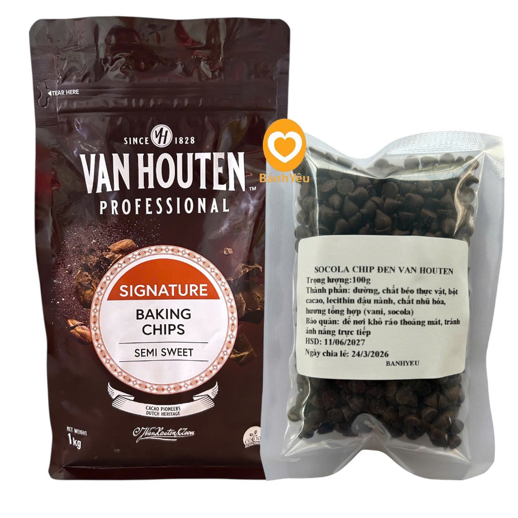 Socola Chip/ Nút đen, trắng, 2 màu trang trí bánh (chính hãng Puratos/VAN HOUTEN/Ganafarm) CHIA lẻ 100g