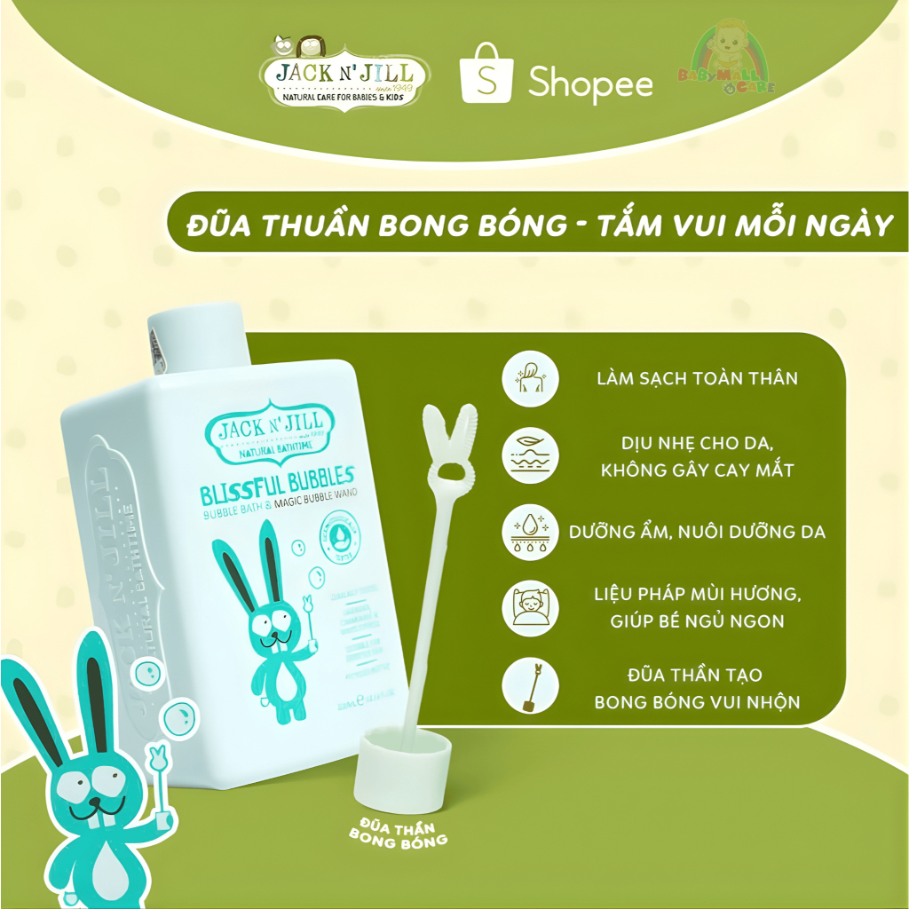 Sữa Tắm Gội Jack N’ Jill 300ml Dịu Nhẹ Dưỡng Ẩm, Thư Giãn, Cho Da Bé Mềm Mại | Babymall & Care