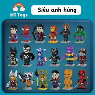Mô hình lắp ráp mini siêu anh hùng người nhện, iron man, batman, người kổng lồ xanh HT Toys
