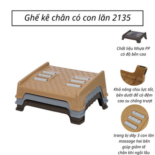 Ghế kê chân có con lăn nhựa VIỆT NHẬT - Massage bàn chân, kê chân công thái học văn phòng 2135