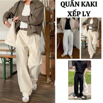 Quần KAKI Xếp Ly Cạp Cao Ống Rộng Nam Nữ Cạp Chun FABUMAN Phong Cách Hàn Quốc Trẻ Trung BIGSIZE