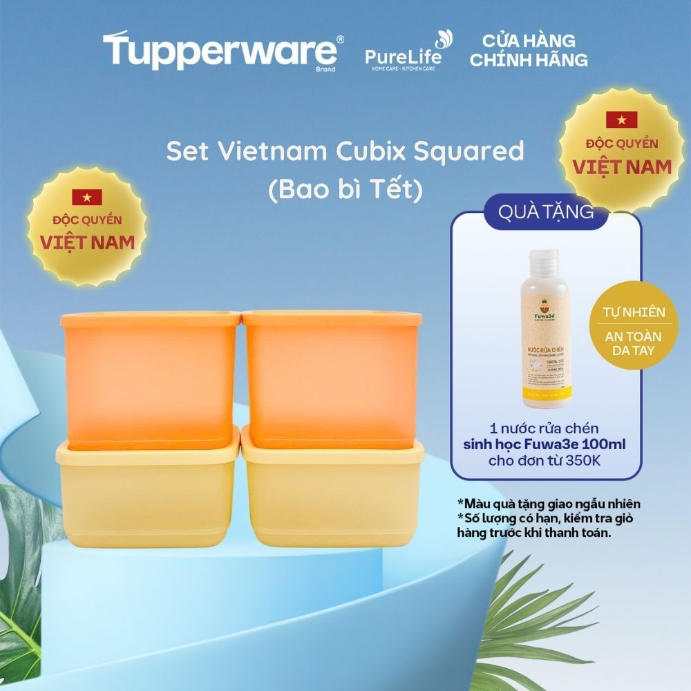 Bộ hộp mát Tupperware Cubix Squared - size Một 1L và 650ml chuyên ngăn ...