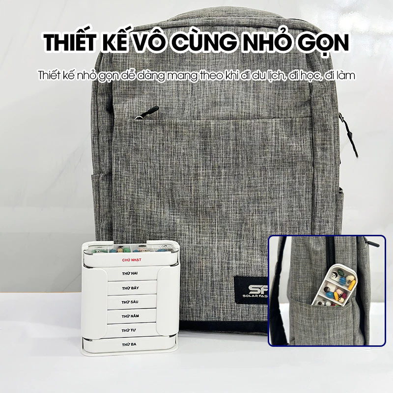 Hộp chia thuốc 7 ngày 4 buổi nhựa abs bền bỉ an toàn tiện dụng mang đi làm, đi du lịch