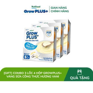 Combo 3 Lốc 4 hộp GrowPLUS+ Váng sữa công thức Cao lớn vượt trội Vani