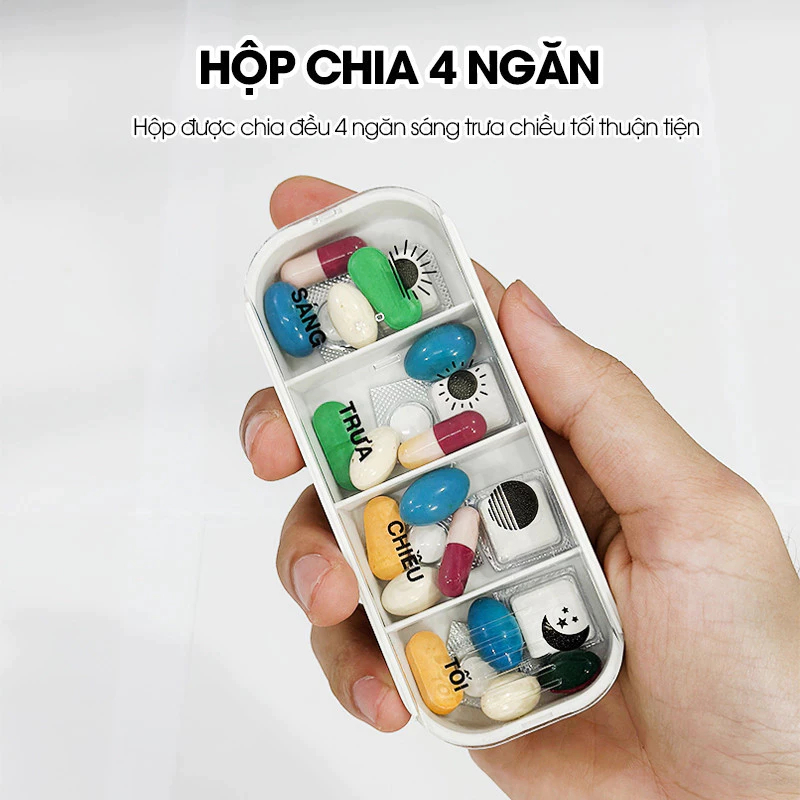 Hộp chia thuốc 7 ngày 4 buổi nhựa abs bền bỉ an toàn tiện dụng mang đi làm, đi du lịch