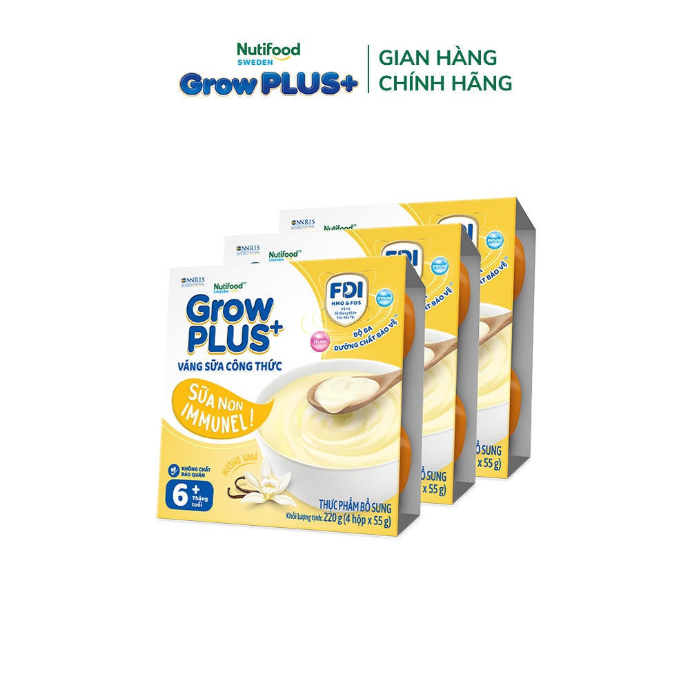 [Gift] Combo 3 Lốc 4 hộp GrowPLUS+ Váng sữa công thức Cao lớn vượt trội Immunel