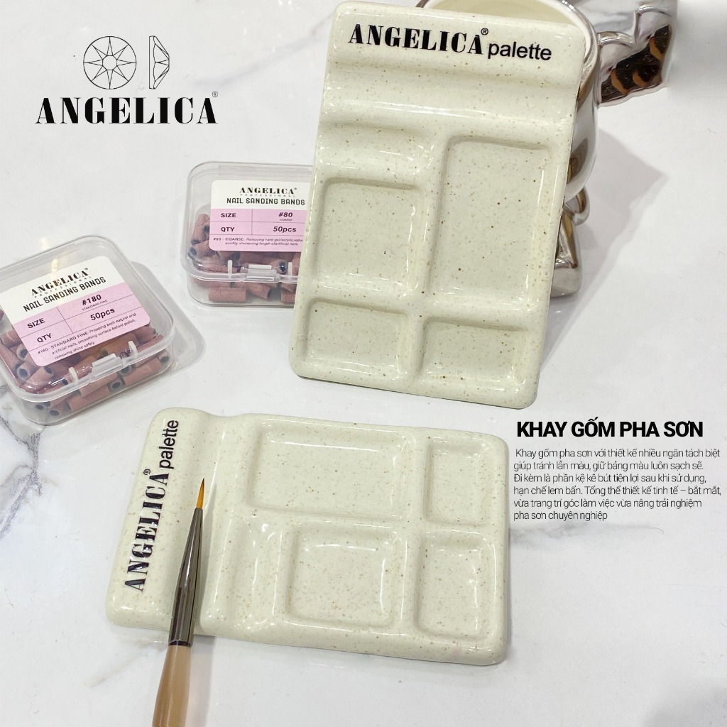 Khay Gốm Pha Sơn ANGELICA Thiết Kế Nhiều Ngăn Tách Biệt Giữ Bảng Màu Luôn Sạch Sẽ