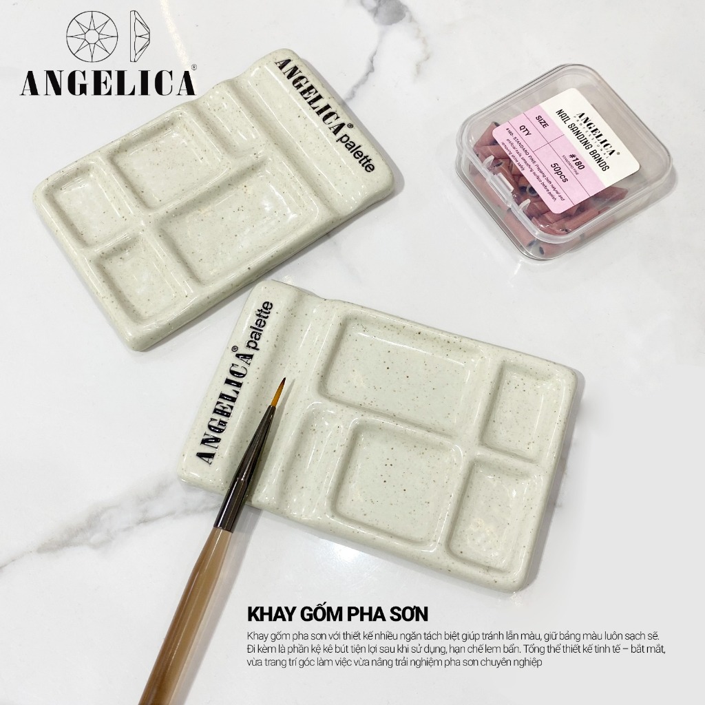 Khay Gốm Pha Sơn ANGELICA Thiết Kế Nhiều Ngăn Tách Biệt Giữ Bảng Màu Luôn Sạch Sẽ