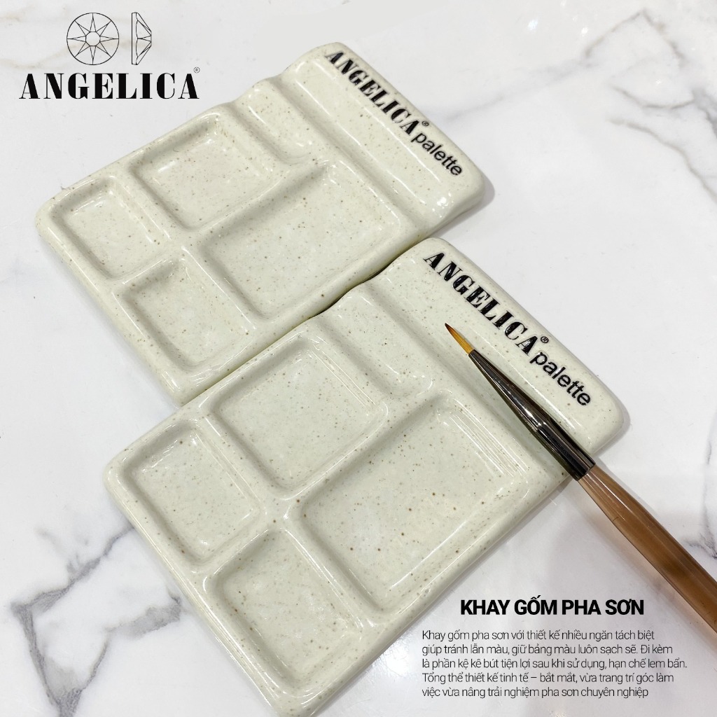 Khay Gốm Pha Sơn ANGELICA Thiết Kế Nhiều Ngăn Tách Biệt Giữ Bảng Màu Luôn Sạch Sẽ