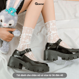 Vớ ren cổ cao nữ GOMTAT, chất liệu sợi poly mềm mịn, hút ẩm thoáng khí, khử mùi êm chân - SUX-2502