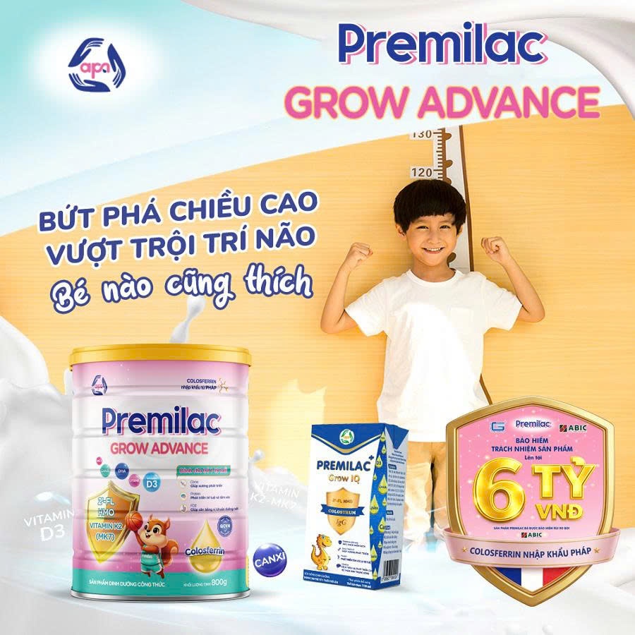 Sữa bột Premilac Grow Advance giải pháp phát triển toàn diện - 800gr