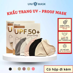 Khẩu Trang Chống Tia UV Unicare Chống Nắng, Vải Lụa Băng Mịn Thoáng Mát, Chống Tia UV UPF50+