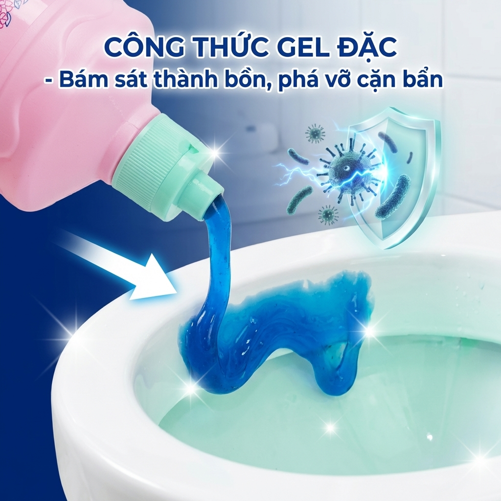 Nước Tẩy Bồn Cầu DKASY 960ml Pink, Chai Tẩy Toilet Sạch Khuẩn Đánh Bay Mảng Bám Ố Vàng