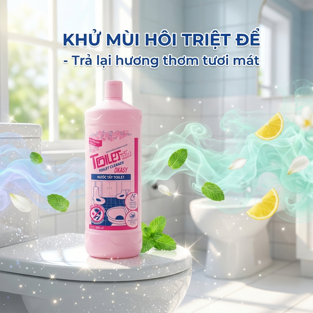 Nước Tẩy Bồn Cầu DKASY 960ml Pink, Chai Tẩy Toilet Sạch Khuẩn Đánh Bay Mảng Bám Ố Vàng