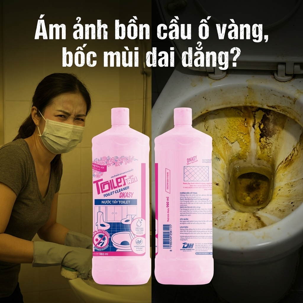 Nước Tẩy Bồn Cầu DKASY 960ml Pink, Chai Tẩy Toilet Sạch Khuẩn Đánh Bay Mảng Bám Ố Vàng