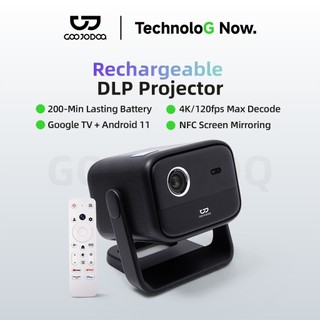 Máy Chiếu GOOJODOQ 4K - Android + Google TV, Tự Động Lấy Nét, 20800mAh, Wi-Fi 6, MEMC