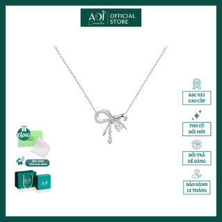 Dây Chuyền Nữ ADJ Bạc Ý 925 Thiết Kế Nơ Cách Điệu, Vòng Cổ Đính Đá CZ Toàn Dải Tỏa Sáng Tinh Tế - SD5498AD