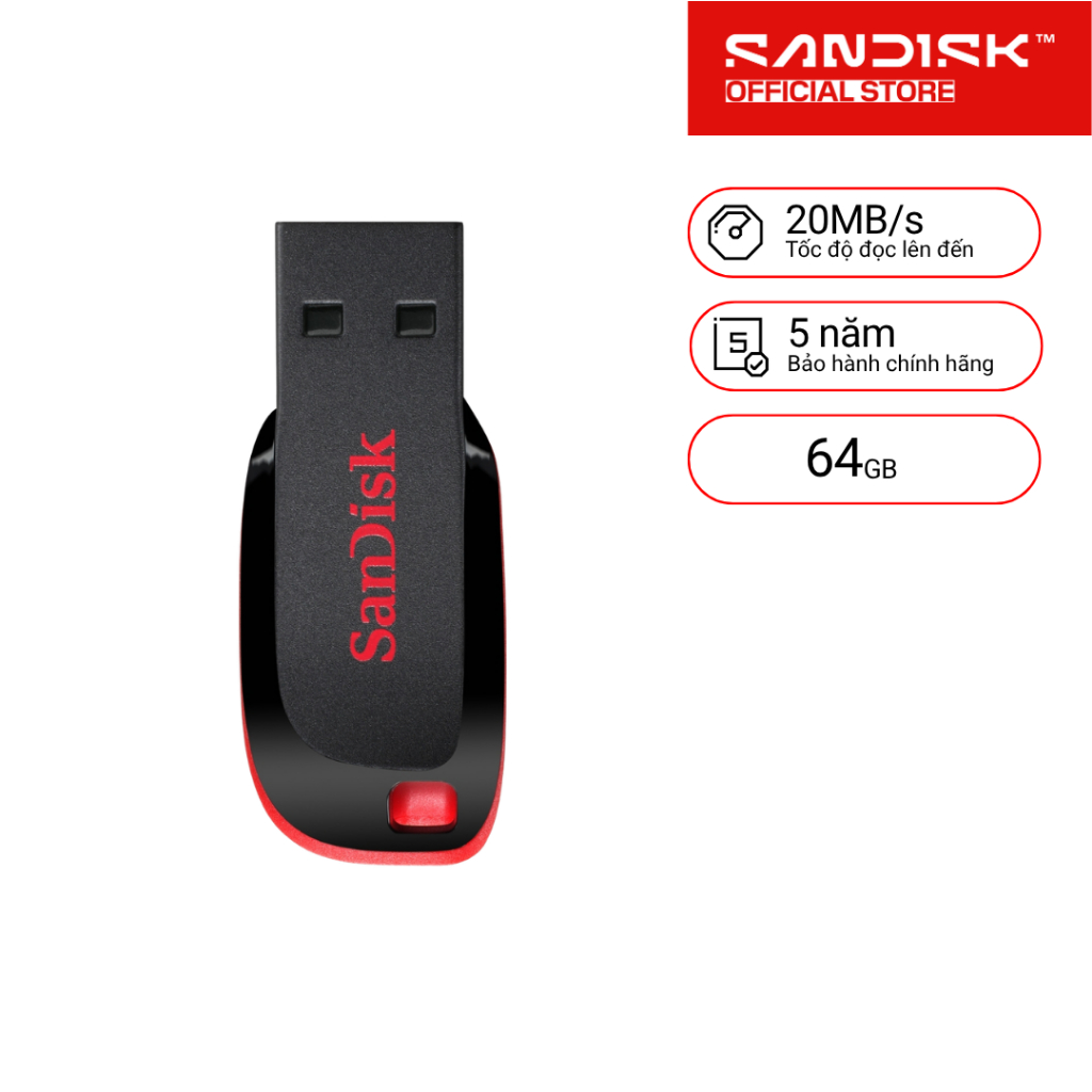 USB 2.0 SanDisk Cruzer Blade SDCZ50 8GB / 16GB / 32GB / 64GB 10MB/s ...