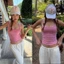 Áo hai dây sát nách màu hồng chấm bi trắng và trắng hello kitty tiểu thư dáng ôm body chất co giãn AHD008- Tiktik