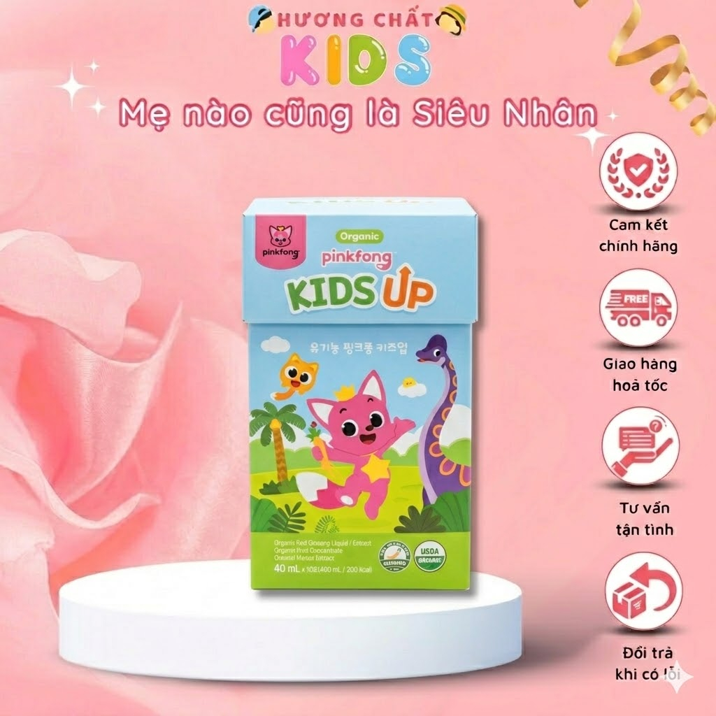 Sâm Organic Pinkfong Kid Up 40ml – Tăng Chiều Cao, Tăng Đề Kháng, Giúp Bé Ăn Ngon Ngủ Ngon