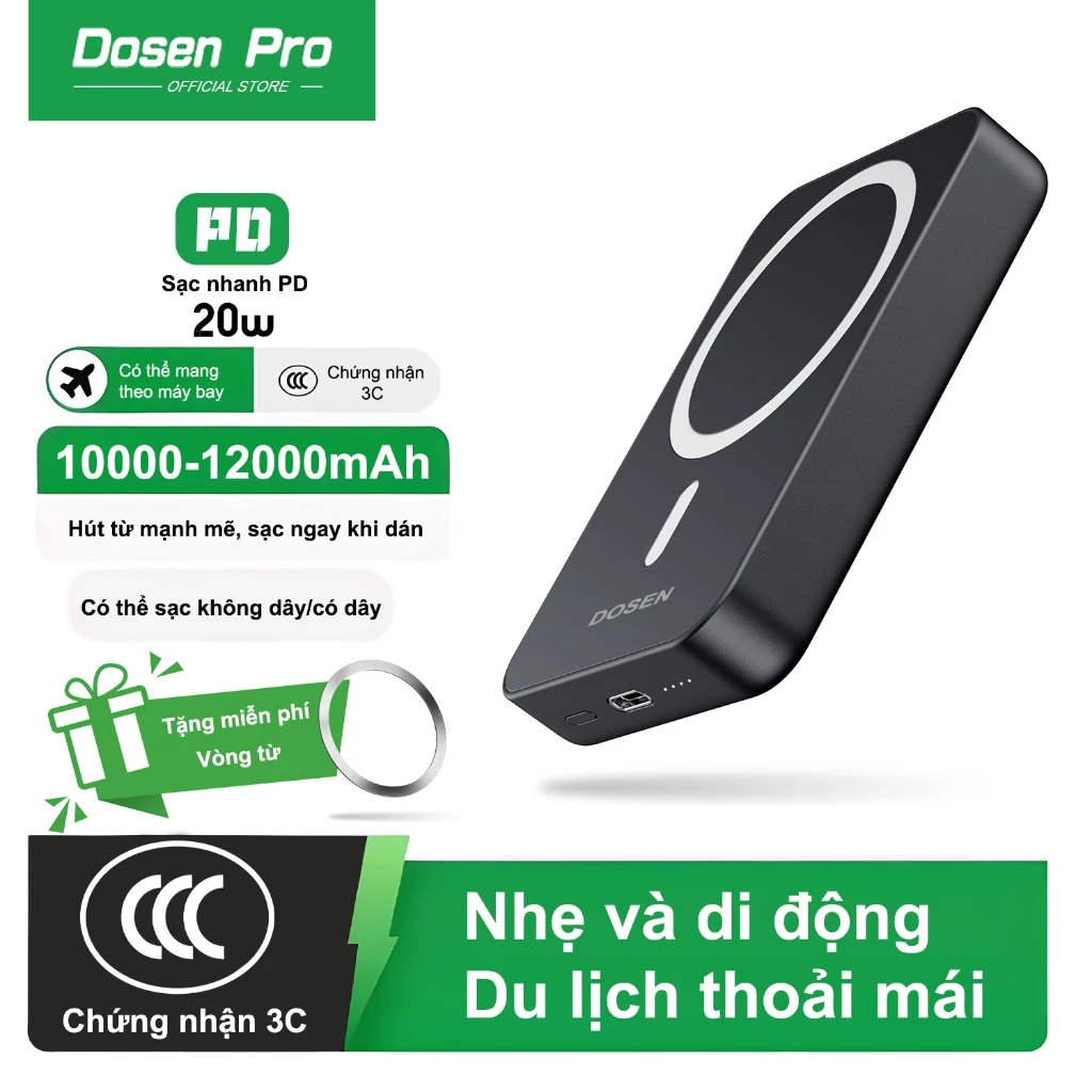 Sạc dự phòng từ tính không dây Dosen Pro Mini