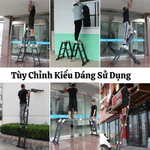 Thang nhôm gấp 4 đoạn nhập khẩu 3,7 - 5,7 mét Chịu Lực 200KG Thang nhôm đa năng, có thiết bị khóa tự động — ảnh 3
