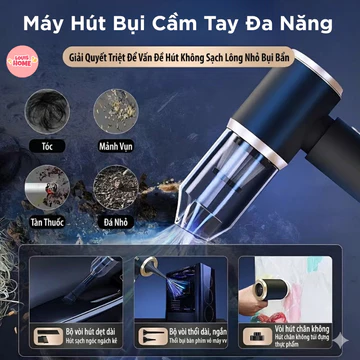 Máy Hút Bụi Cầm Tay Mini Không Dây 6000Pa – Máy Hút Bụi Ô Tô Lực Hút Mạnh, Lọc HEPA, Nhỏ Gọn Tiện Lợi
