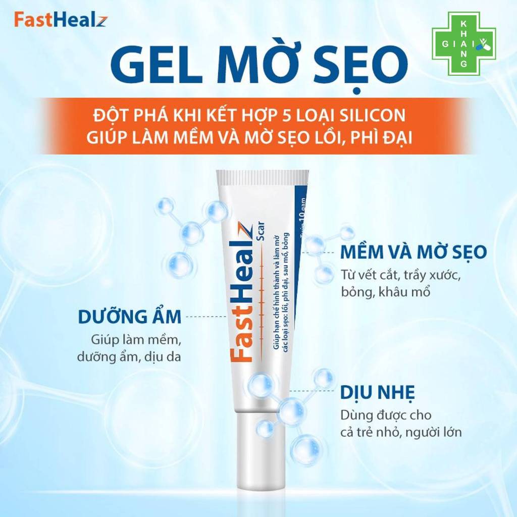 Gel mờ sẹo FastHealz Scar trong suốt, không lo bết dính lại an toàn và hiệu quả cho mọi đối tượng (Chai 10g)