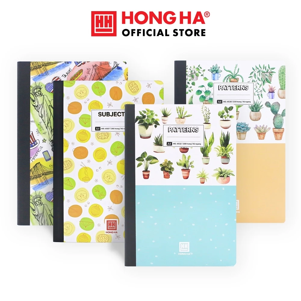 Sổ vở bìa bồi cứng 200/260/300/360/400/420 trang kẻ ngang A4 Hồng Hà