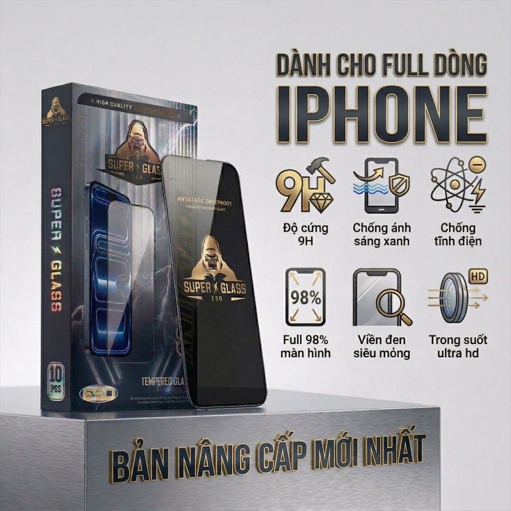 Kính cường lực iphone full màn 17/17air/16/15/14/13/12/11/Xr/Xs/8/7/6/6s Plus/Pro/Max – Cow case