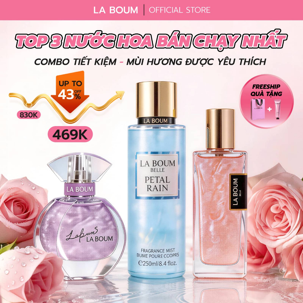 (Bán Chạy) Combo 4 Nước Hoa Cao cấp Hương Hoa Quả Tươi Mát 2 Chai Nước Hoa + Xịt Thơm Body Mist+ Kem Tay