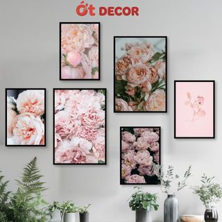 Set Tranh Dán Tường Hoa Mẫu Đơn Sang Trọng Decor Phòng Ngủ, Bàn Trang Điểm  - Ớt Decor
